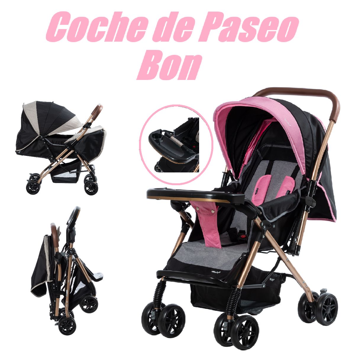 EBABY - Coche De Paseo Bon Mango Reversible -Rosado