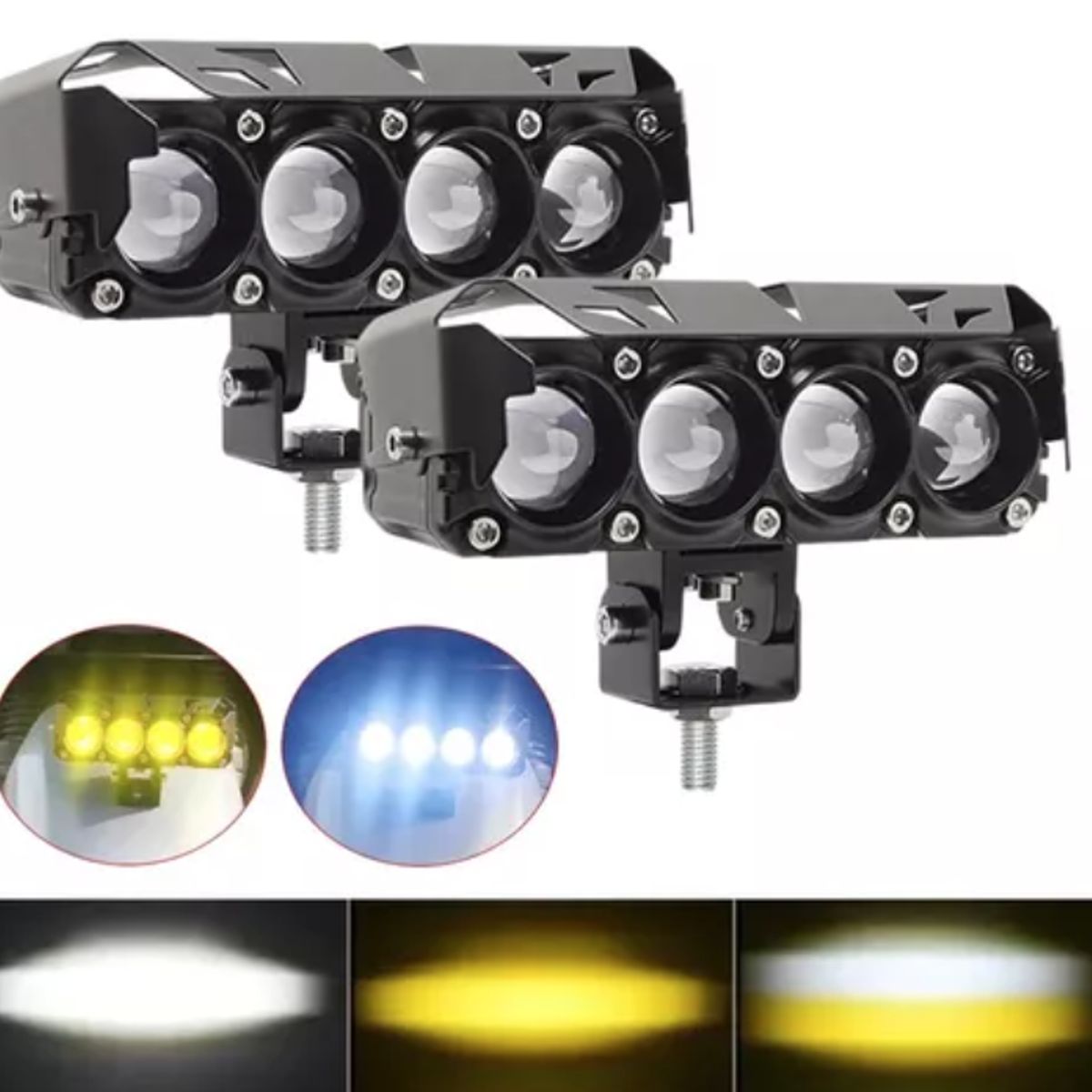 DELUXE - Faro Led Ultra Potente 9D 4 Lupa Blanco ambar