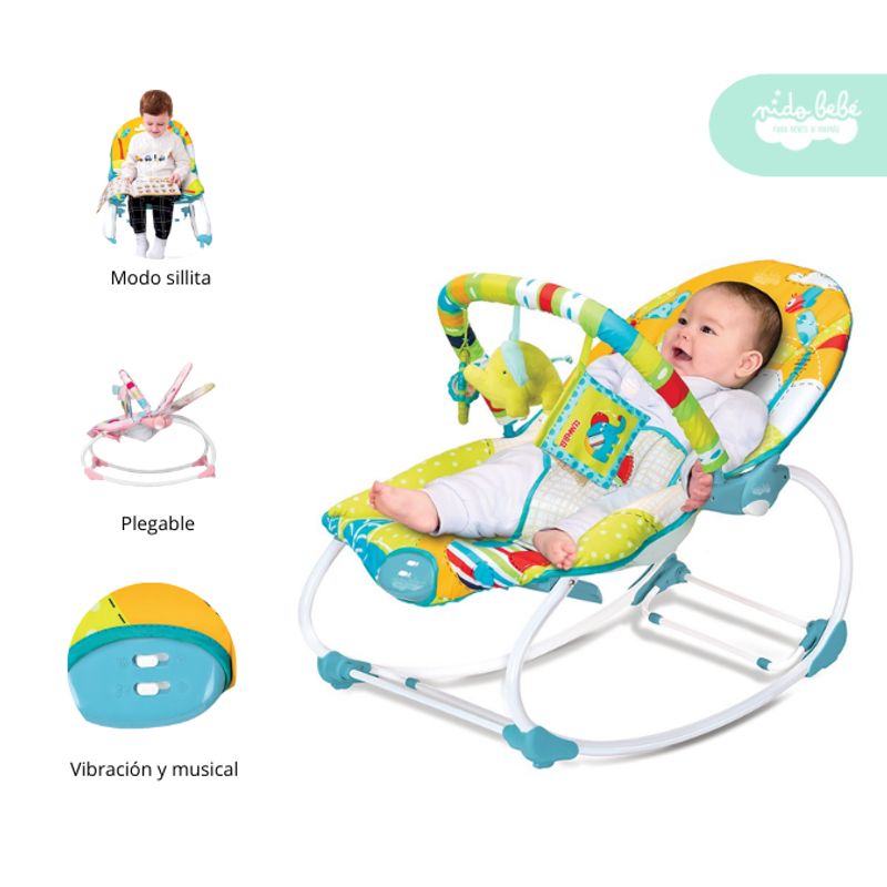 GENERICO - Silla Nido Mecedora Vibradora de Bebé modelo DELUXE Green
