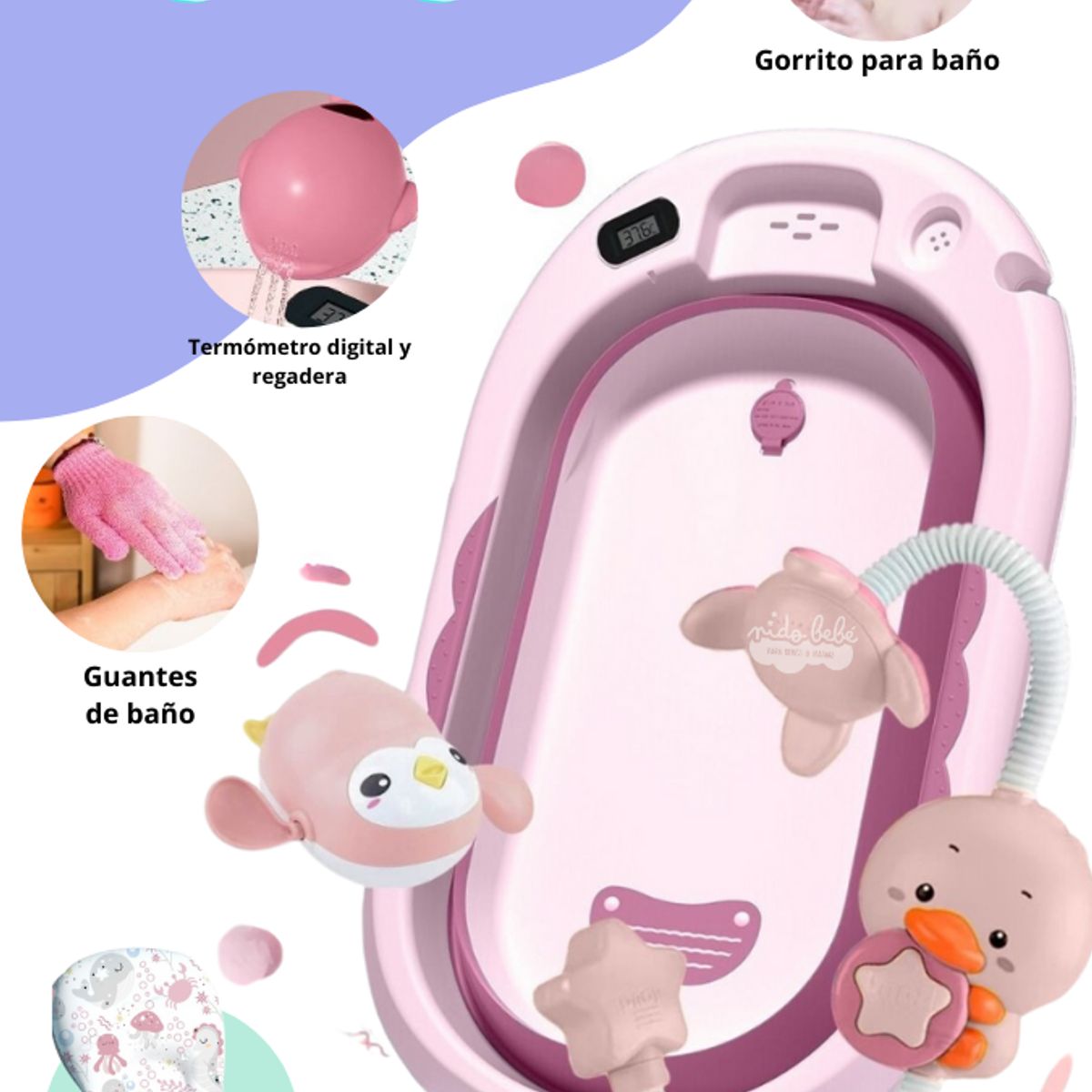 GENERICO - Bañera Plegable de Bebe modelo Splash Color Rosado