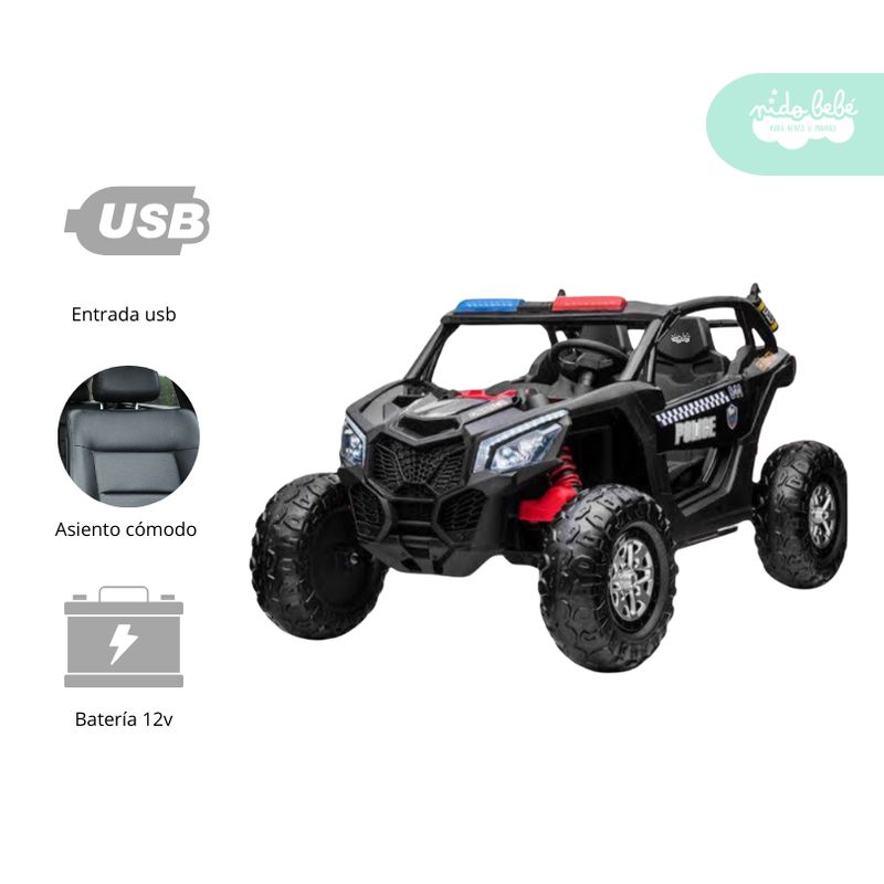 GENERICO - Carrito a Batería para niño Modelo Police Black