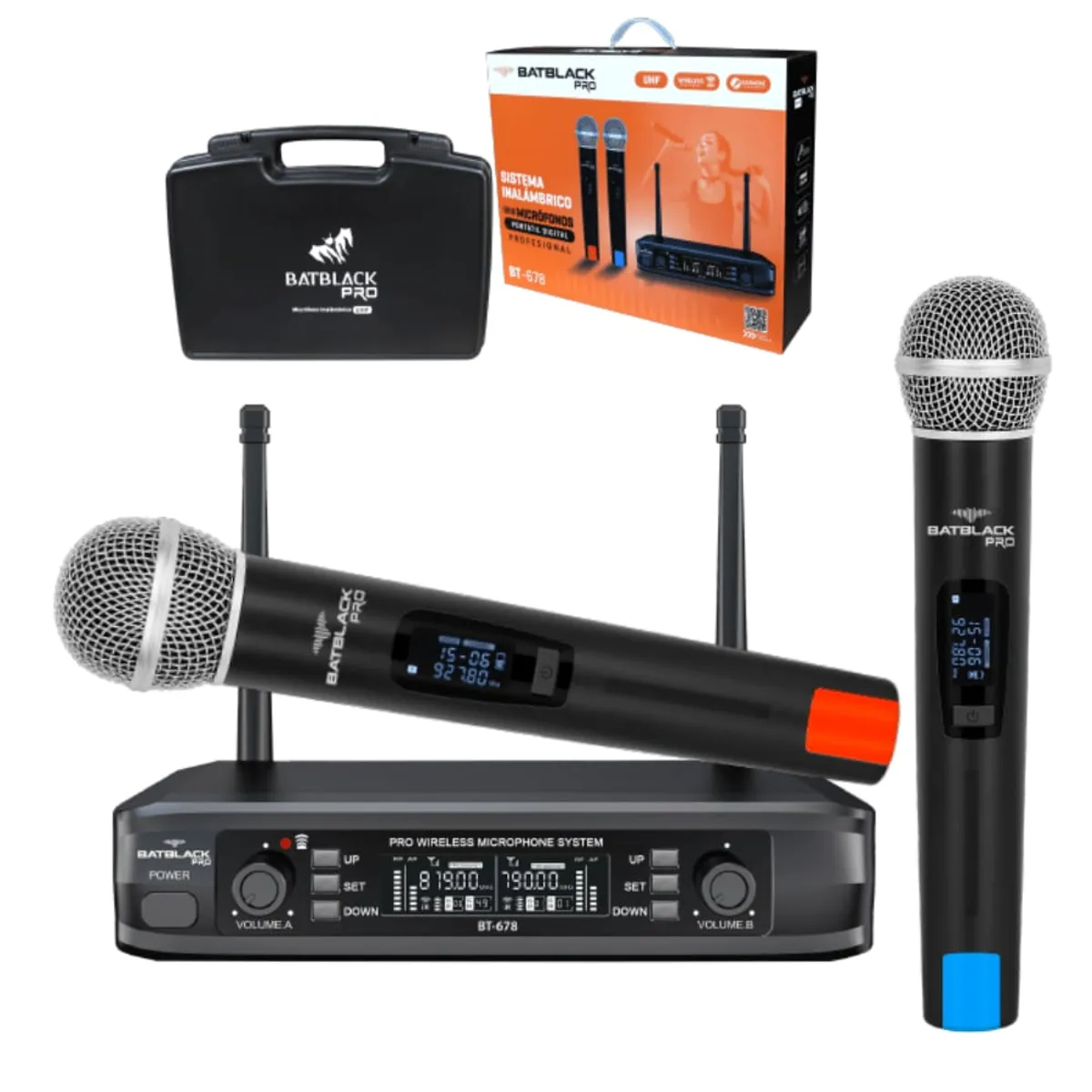 BATBLACK - micrófono inalámbrico profesional uhf  doble