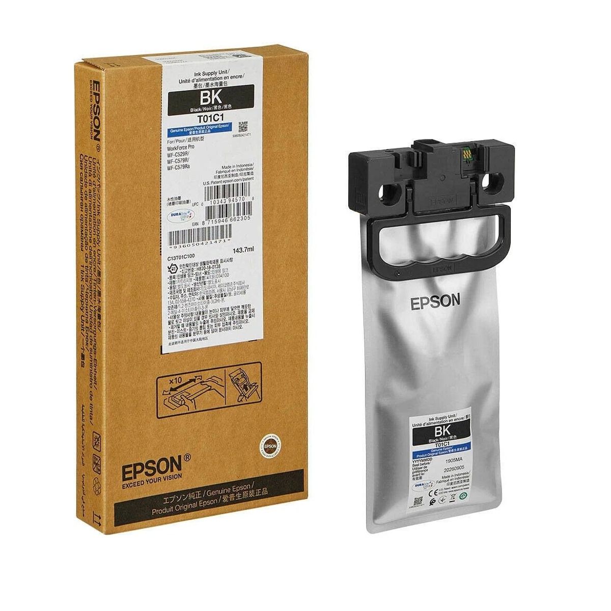 EPSON - Tinta Epson T01C100 Para WF-C579R, C529R, Rinde 143.7 ml -Negro