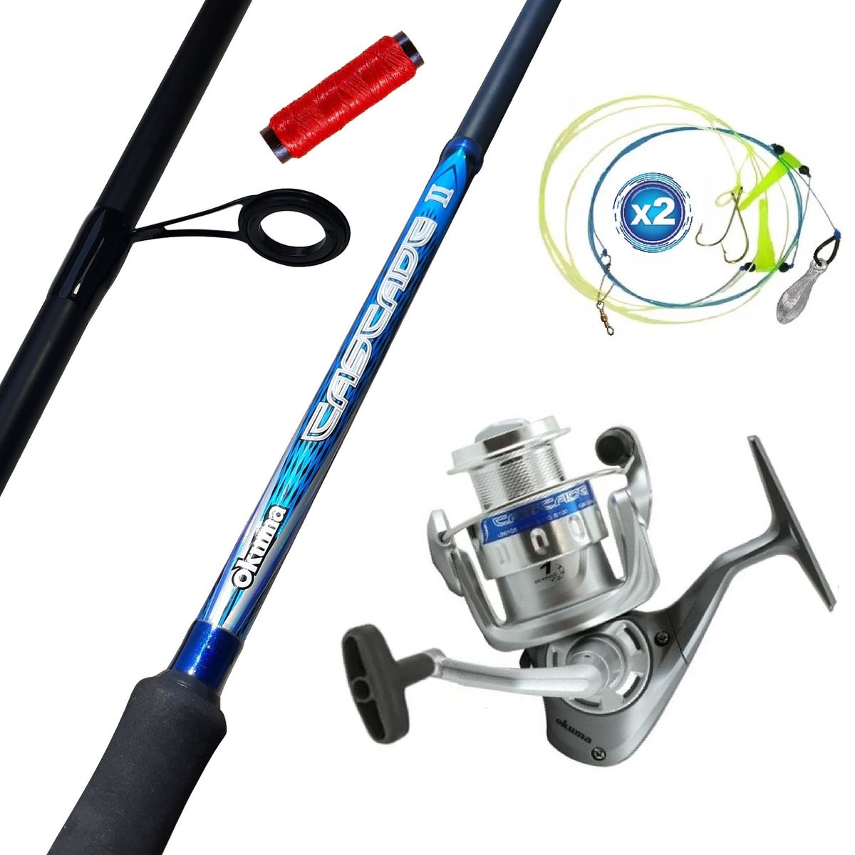 OKUMA - Equipo De Pescar Caña De 3.0 M Con Carrete Okuma 55 Combo