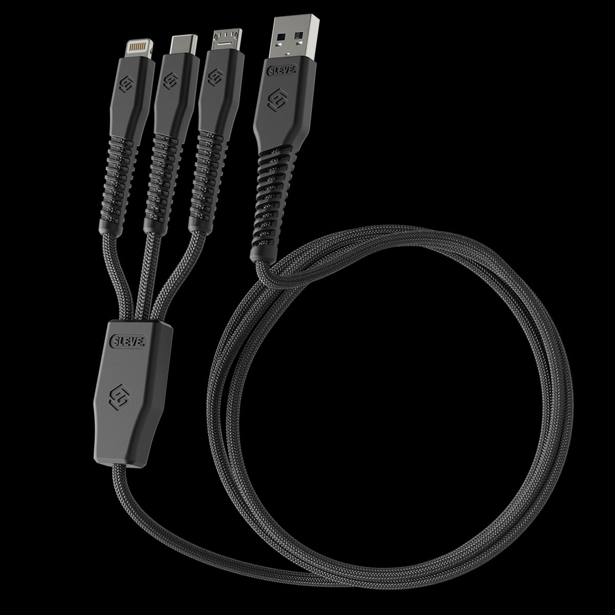 SLEVE - Cable Cargador Line X USB a Triple USB Black