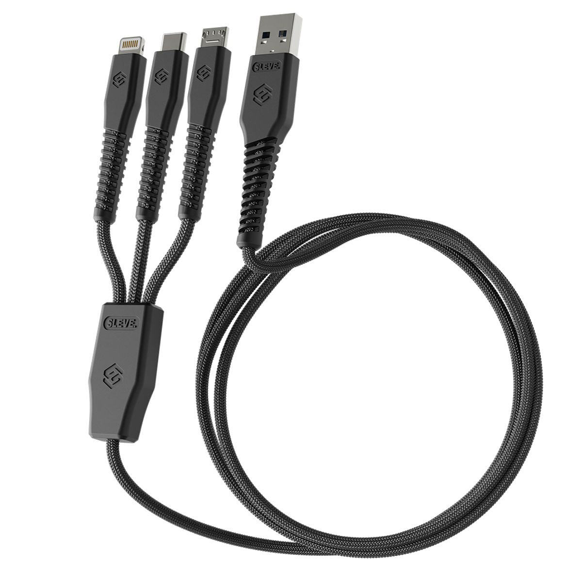 SLEVE - Cable Cargador Line X USB a Triple USB Black