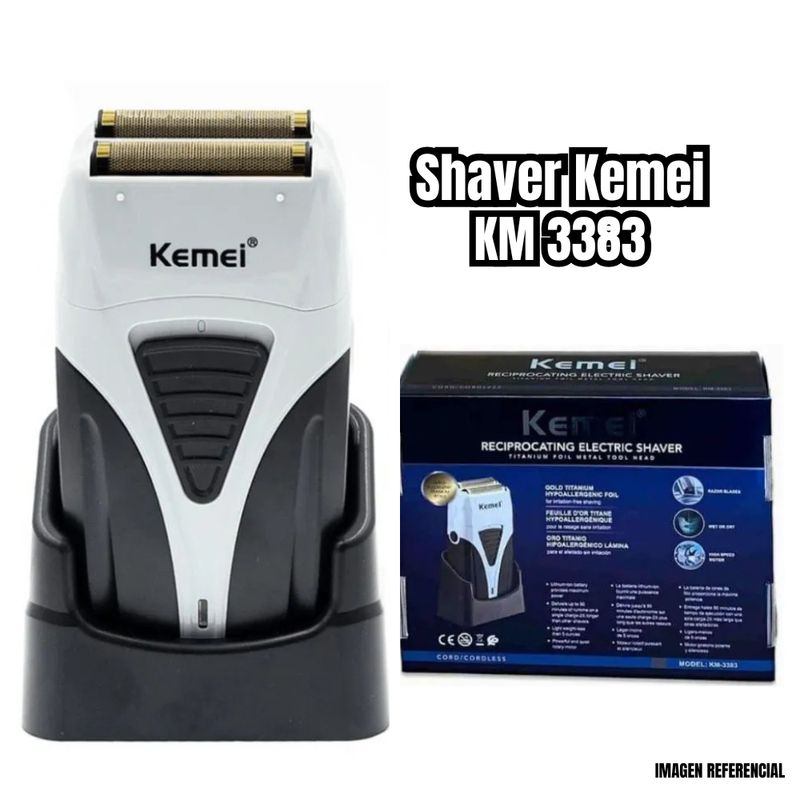 KEMEI - Shaver Recargable Kemei con Base KM-3383