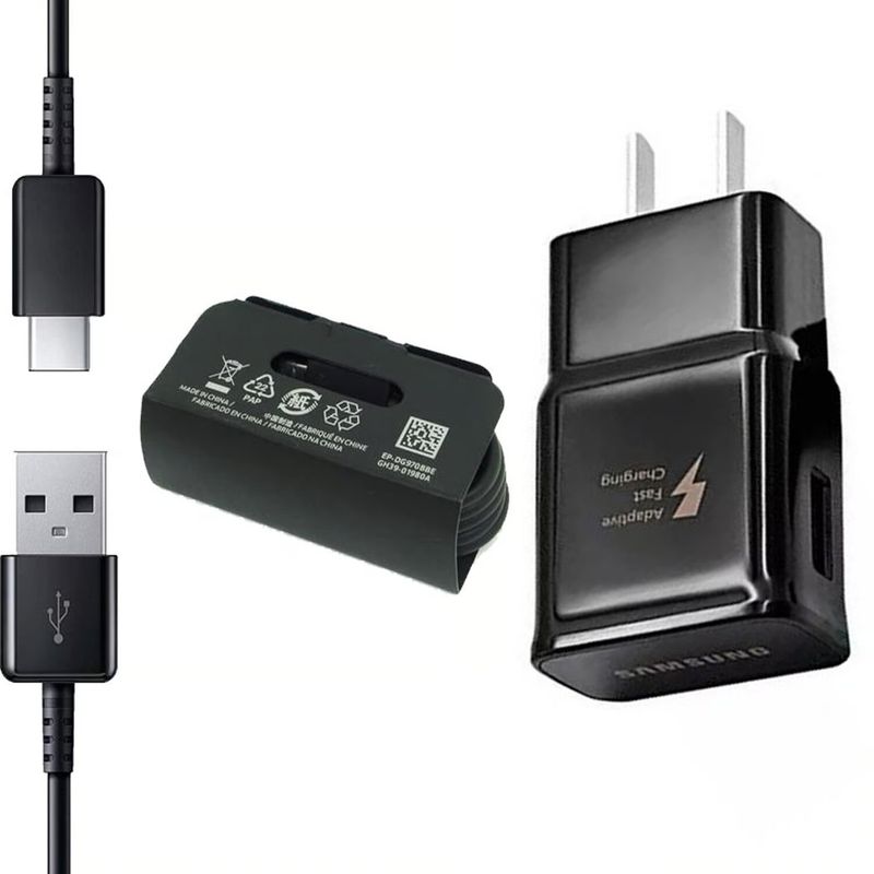 SAMSUNG - Cargador Samsung 15W con Cable Tipo-C para Galaxy S10 Plus  - Negro