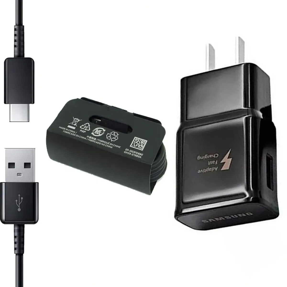 SAMSUNG - Cargador Samsung 15W con Cable Tipo-C para Galaxy S10e - Negro