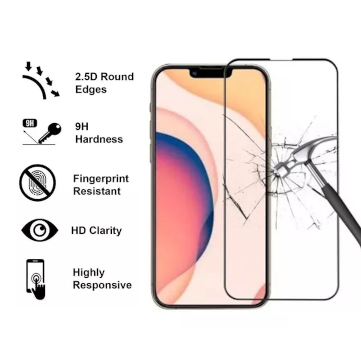 GENERICO - Protector de Pantalla para iPhone 15 Transparente de Vidrio 10D.