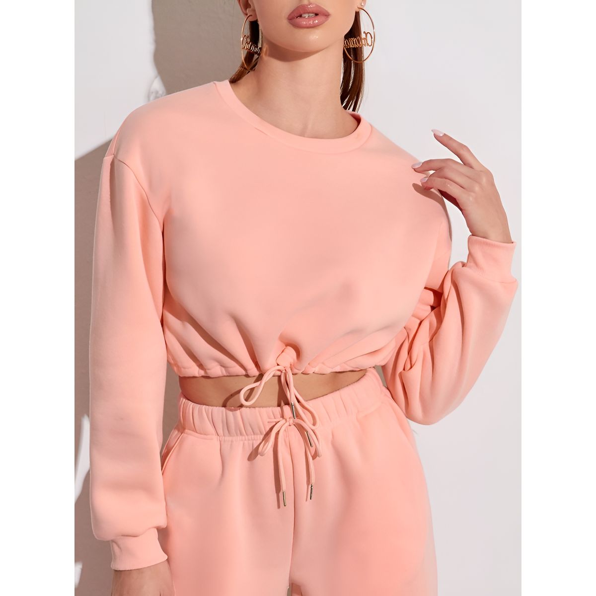 GENERICO - Polera Crop Mujer Manga Larga  Casual y Deportiva - Con ajuste en la Cintura