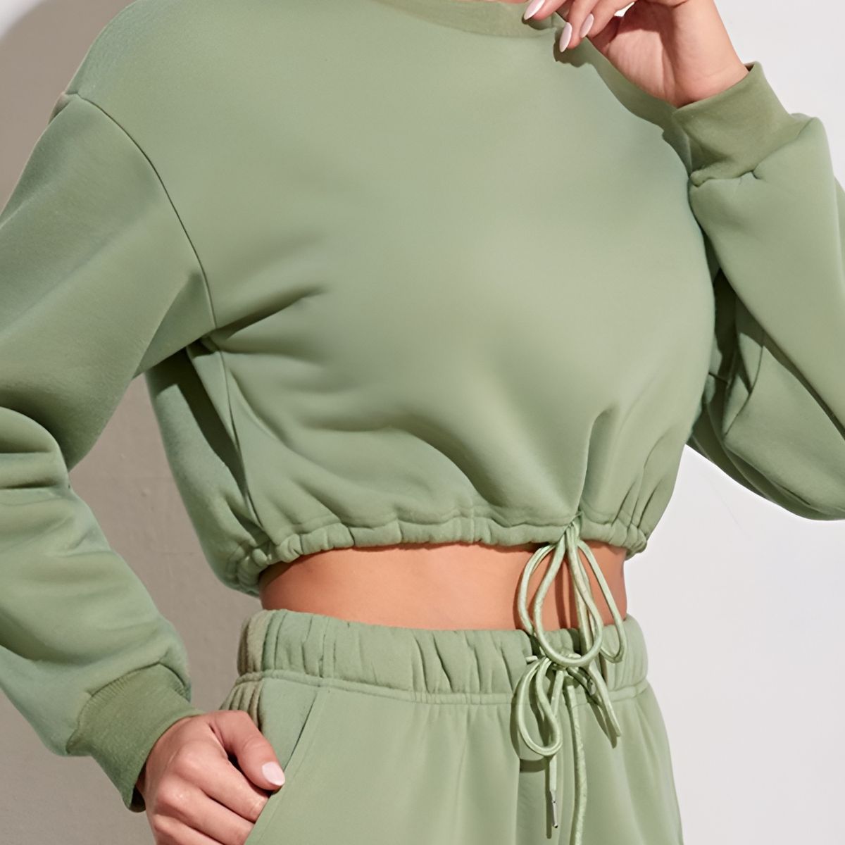 GENERICO - Polera Crop Mujer Manga Larga  Casual y Deportiva - Con ajuste en la Cintura