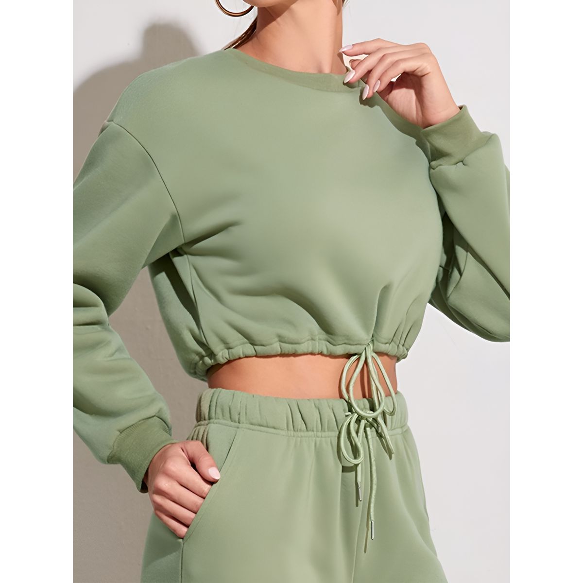 GENERICO - Polera Crop Mujer Manga Larga  Casual y Deportiva - Con ajuste en la Cintura