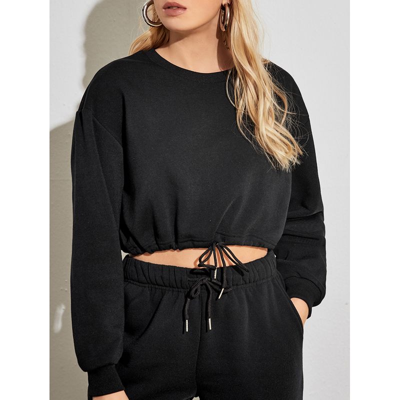 GENERICO - Polera Crop Mujer Manga Larga  Casual y Deportiva - Con ajuste en la Cintura