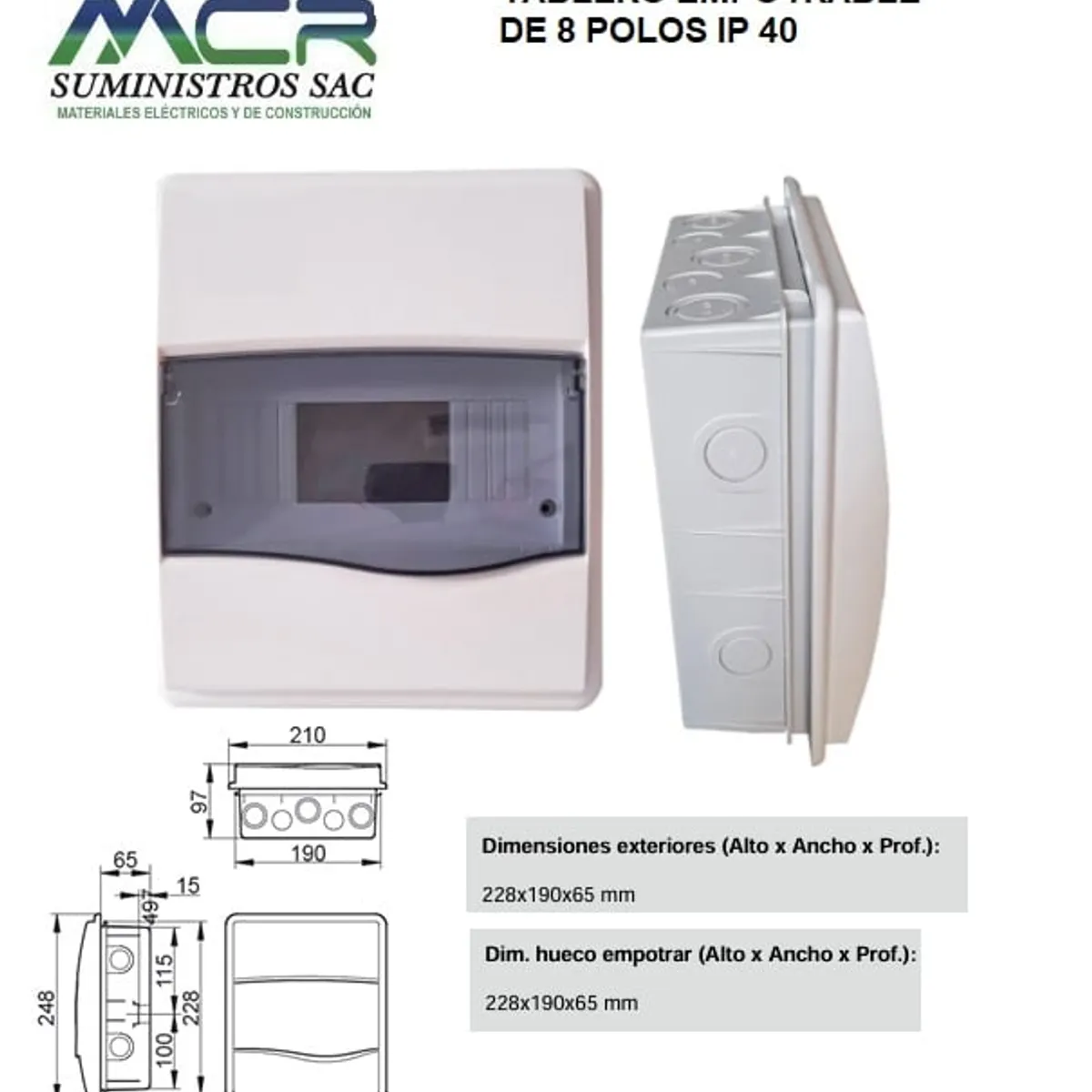 GENERICO - TABLERO EMPOTRABLE DE 8 POLOS IP 40 PESADO