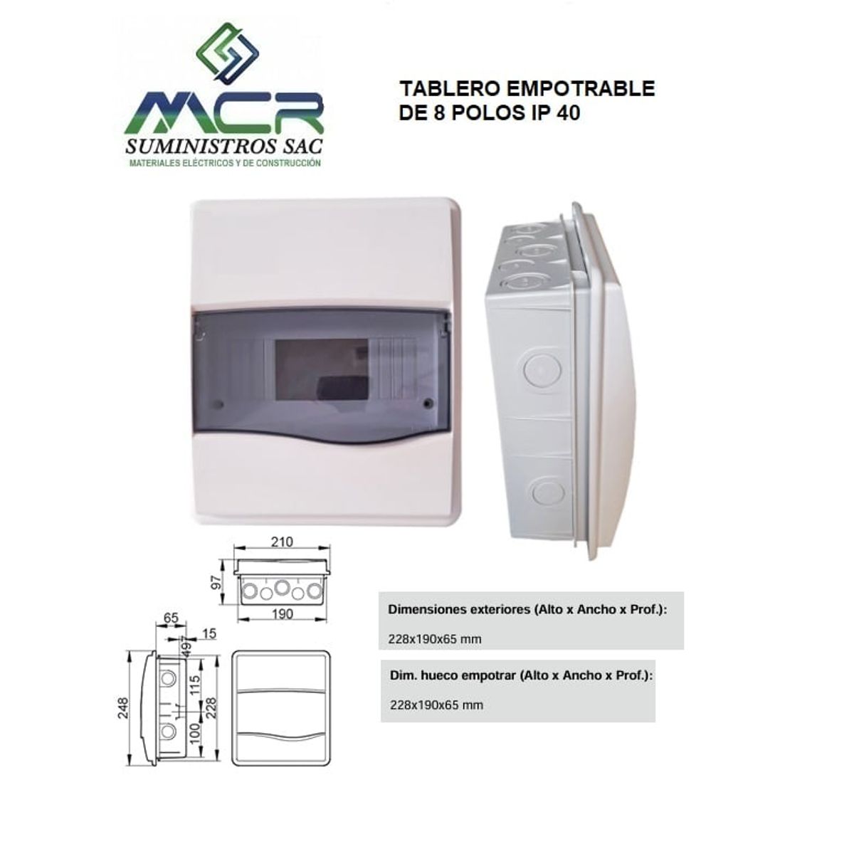 GENERICO - TABLERO EMPOTRABLE DE 8 POLOS IP 40 PESADO