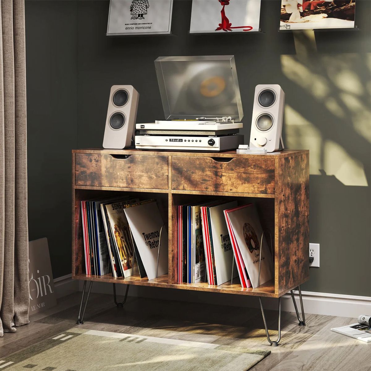 DIBA MUEBLES - Mesa Auxiliar para Discos de Vinilo Fleur  - DIBA Muebles