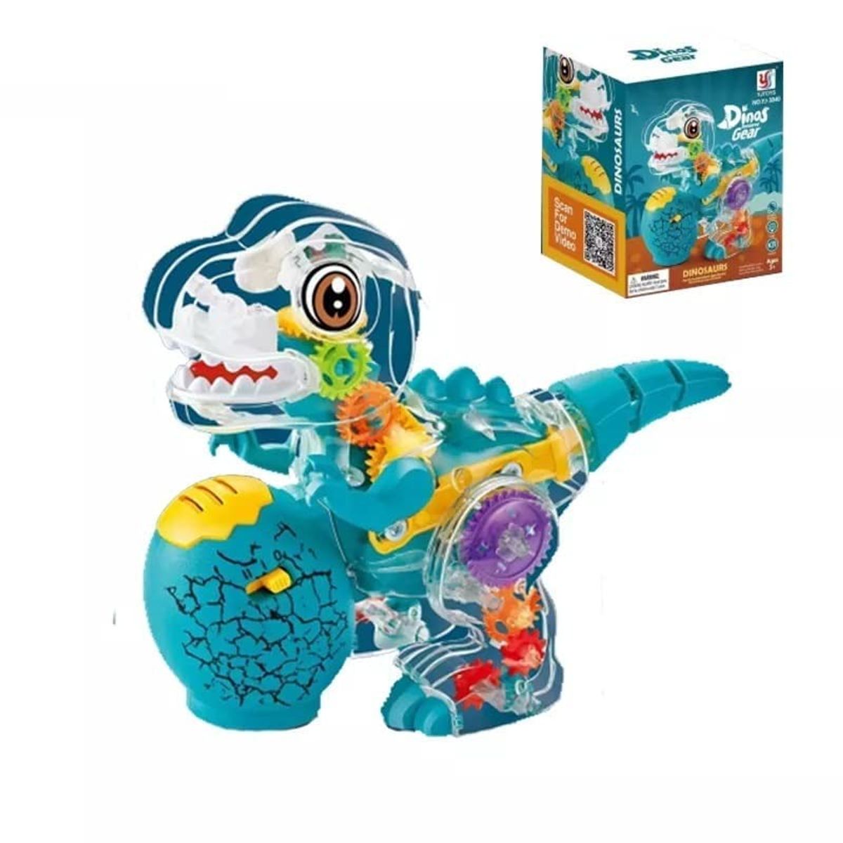 GENERICO - JUGUETE DINOSAURIO DIDÁCTICO LUCES Y SONIDO TRANSPARENTE