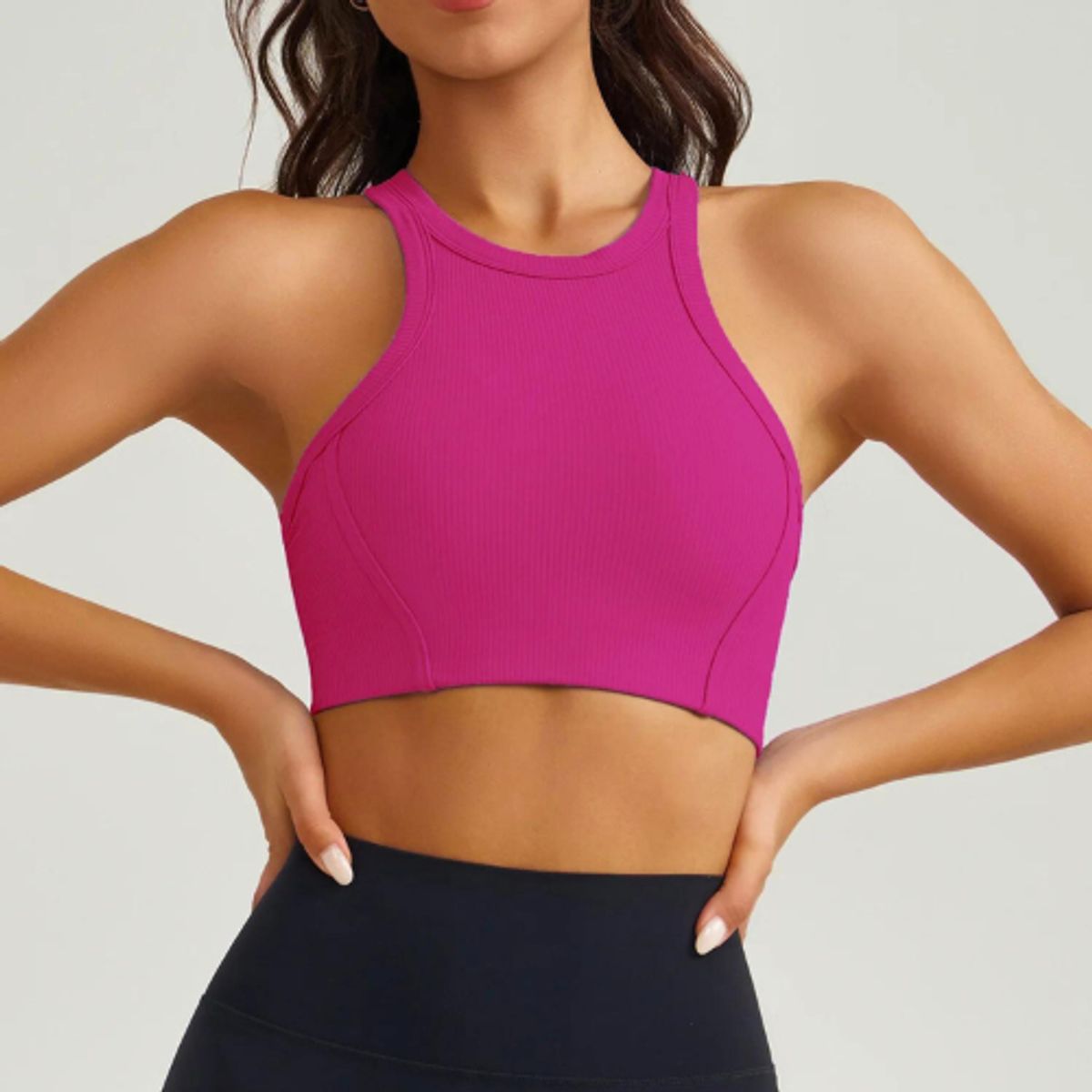 GENERICO - Crop Top Bividí Rib Acanalado Juvenil Aesthetic Teen