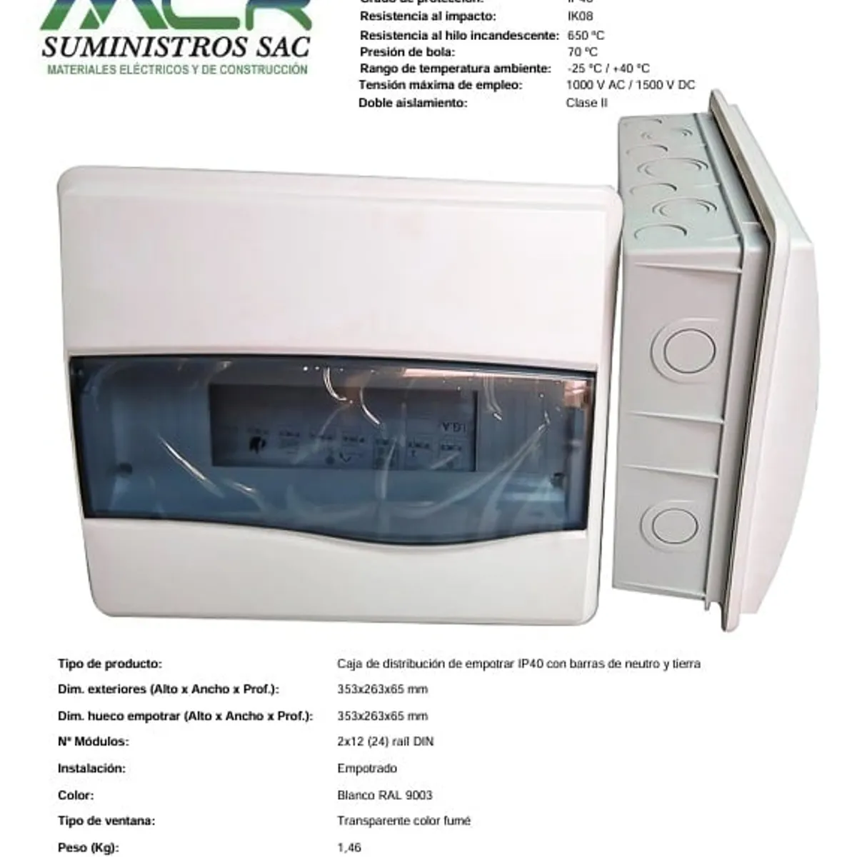 GENERICO - TABLERO EMPOTRABLE DE 12 POLOS CON BARRA NEUTRO Y TIERRA PESADO