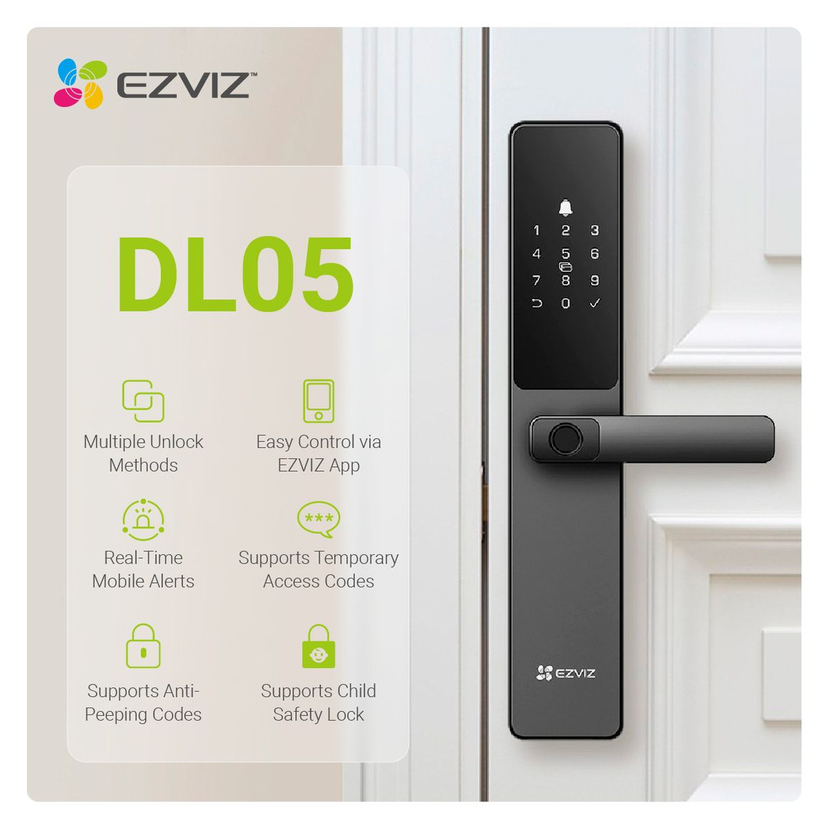EZVIZ - EZVIZ DL05 Cerradura inteligente WIFI Bluetooth Huella Clave