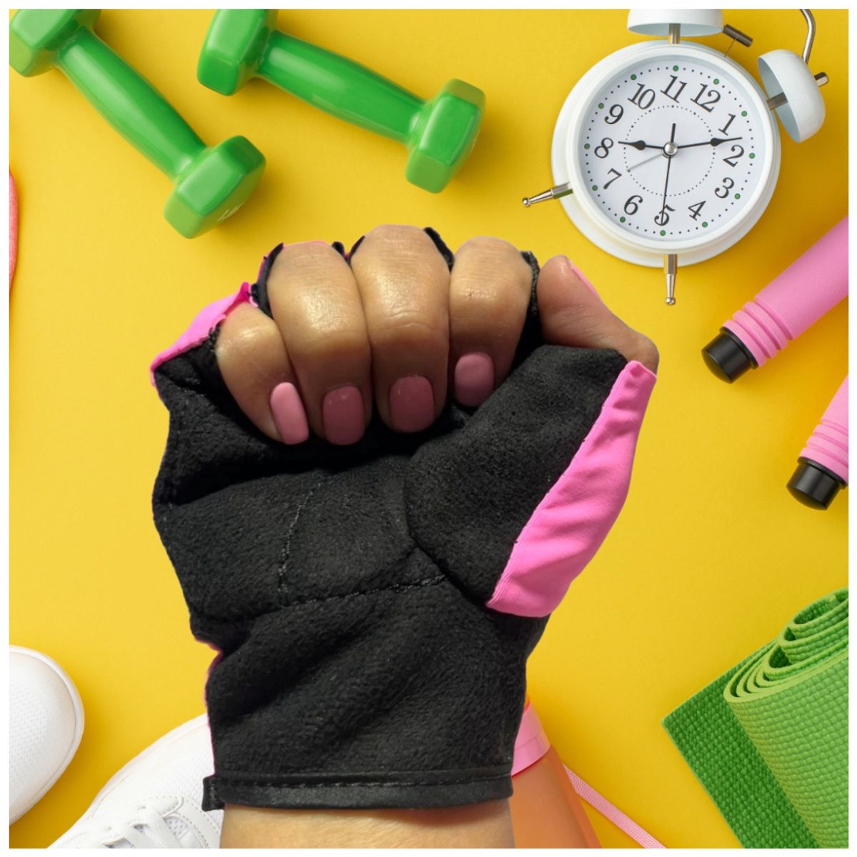 TODO FIT - Guantes Mitones de Licra para pesas y gimnasio Damas Rosado