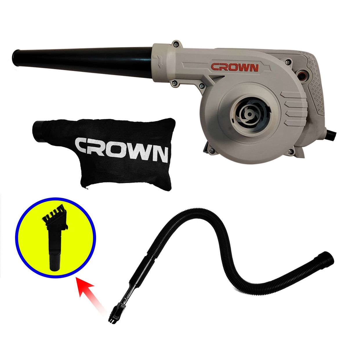 CROWN - Sopladora Aspiradora Profesional CROWN CT17010 710W Velocidad Variable