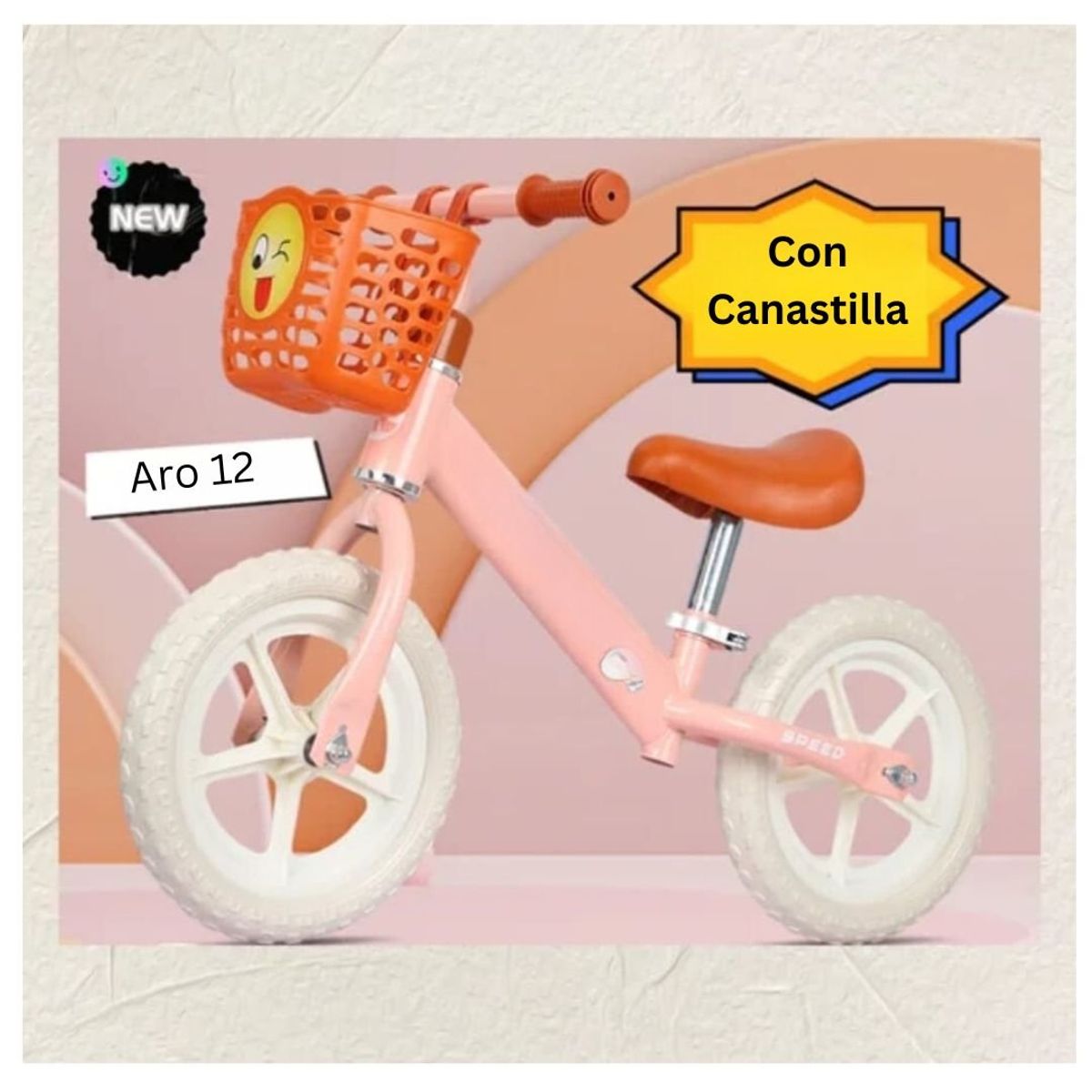 GENERICO - Bicicleta Balance Canastilla Vintage Para Niños Rosado