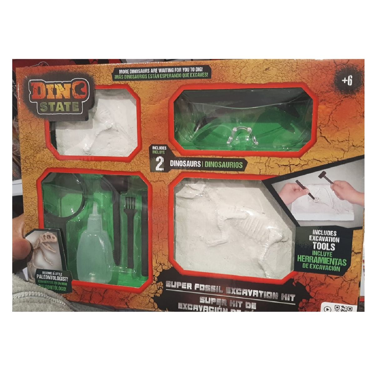 GENERICO - Super Kit de fósiles Excavación 2 Dinosaurios Exploración