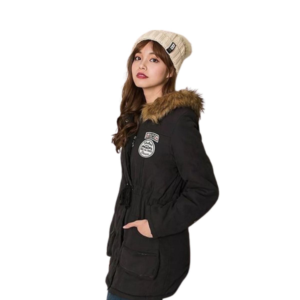 GENERICO - Casaca Parka Mujer Con Capucha Abrigo Moda Coreana Color Negro