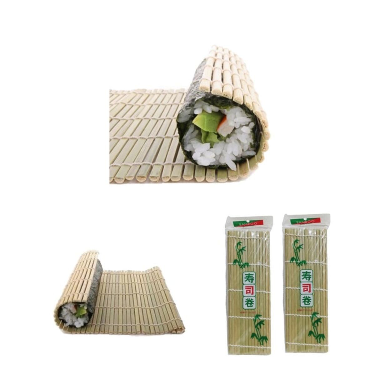 GENERICO - Pack Esterillas De Bambu Grueso 2pza Bamboo Sushi Mat