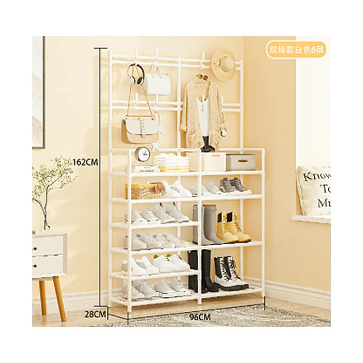 GRETAIL - Zapatera Perchero Organizador 8 Niveles Doble New Model Blanca