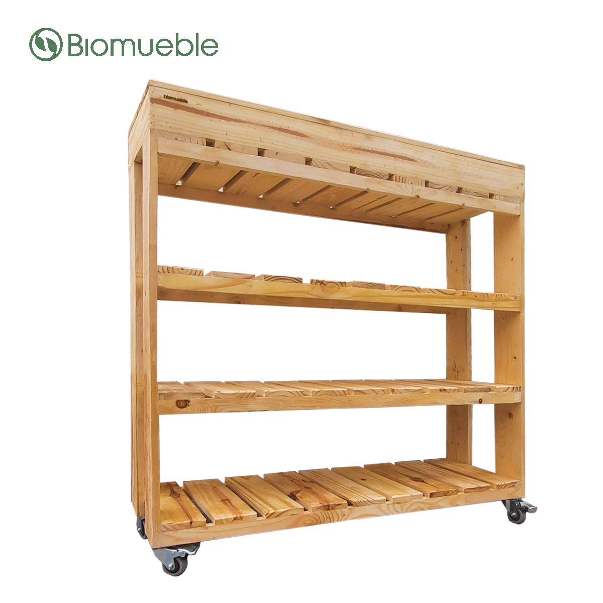 GENERICO - Zapatera Pallets Chic de madera reciclada con ruedas