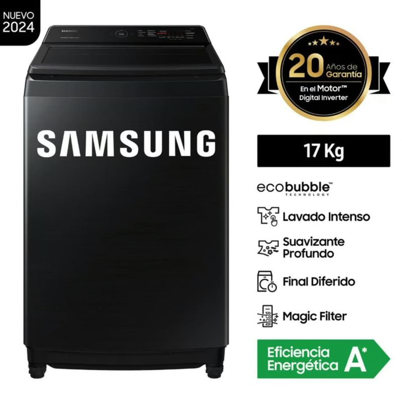SAMSUNG - Lavadora Samsung EcoBubble 17KG Negra WA17CG6441BVPE