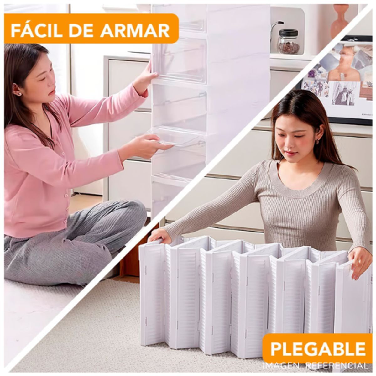 INSPIRA MARKET - Organizador Zapateras Plegable Multiusos 6 Niveles Acrílico Blanco