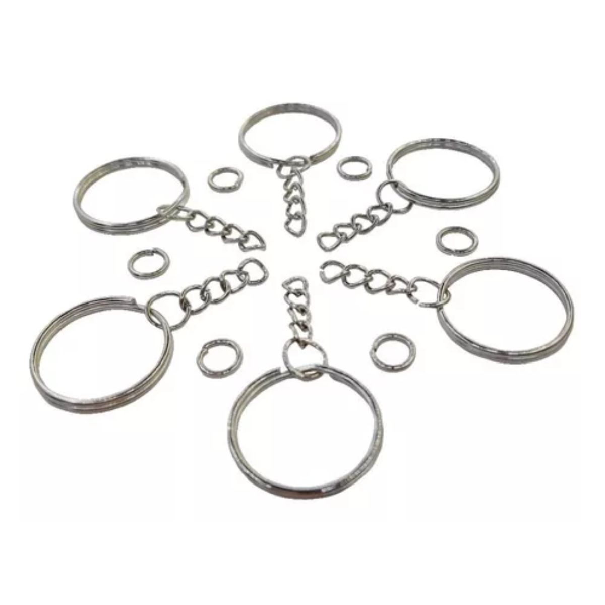 GENERICO - Argolla Para Llavero Abalorio 2.5cm Con Cadena 100 Piezas