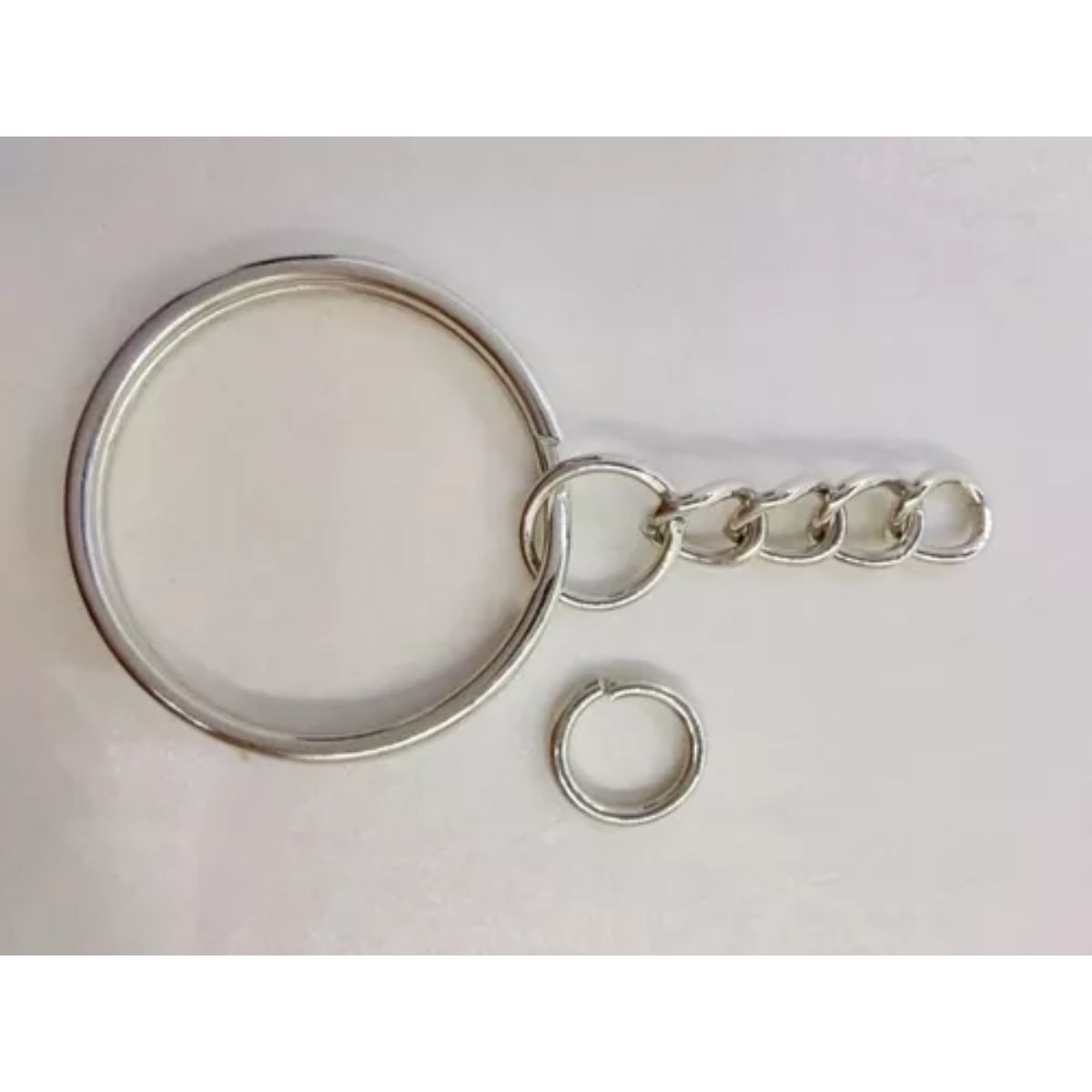 GENERICO - Argolla Para Llavero Abalorio 2.5cm Con Cadena 100 Piezas