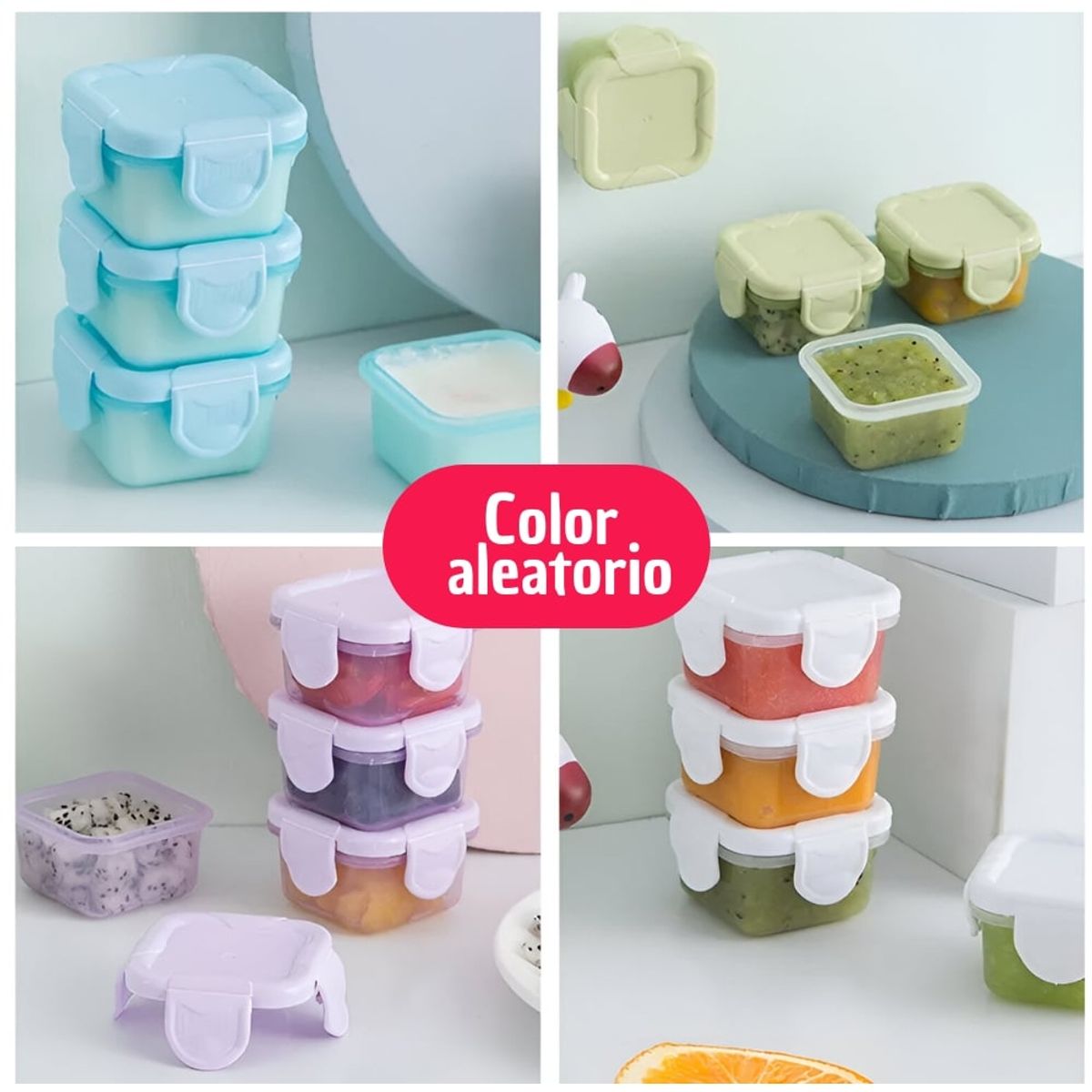 MINARI - Set de 4 Mini Táper para Lonchera Multiusos T293 - Color aleatorio