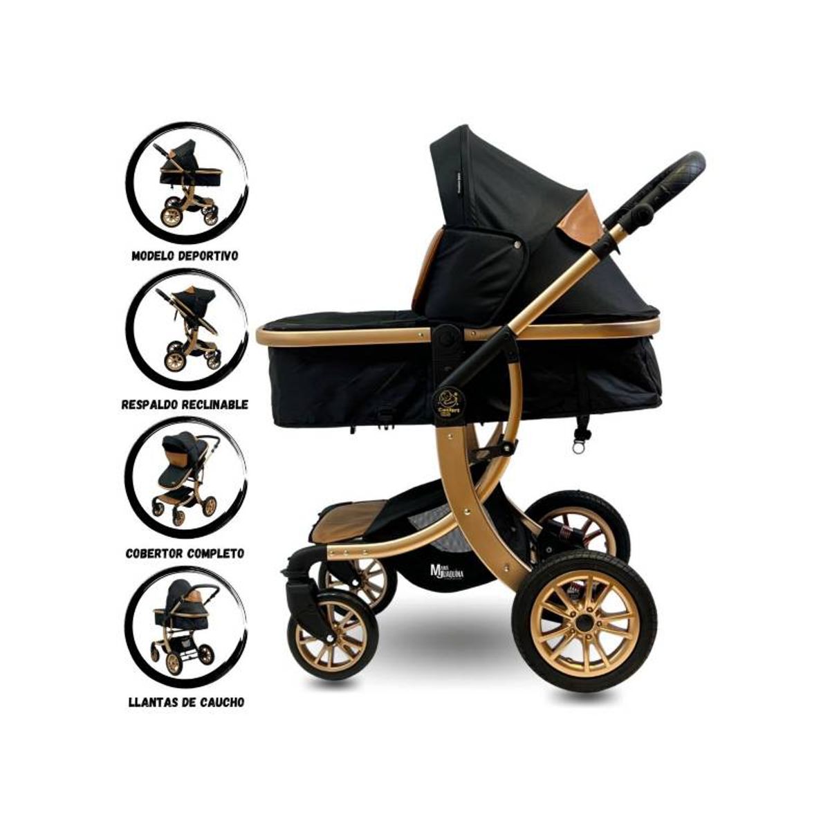 CONFORT - Coche Cuna Moisés Alfa - Negro