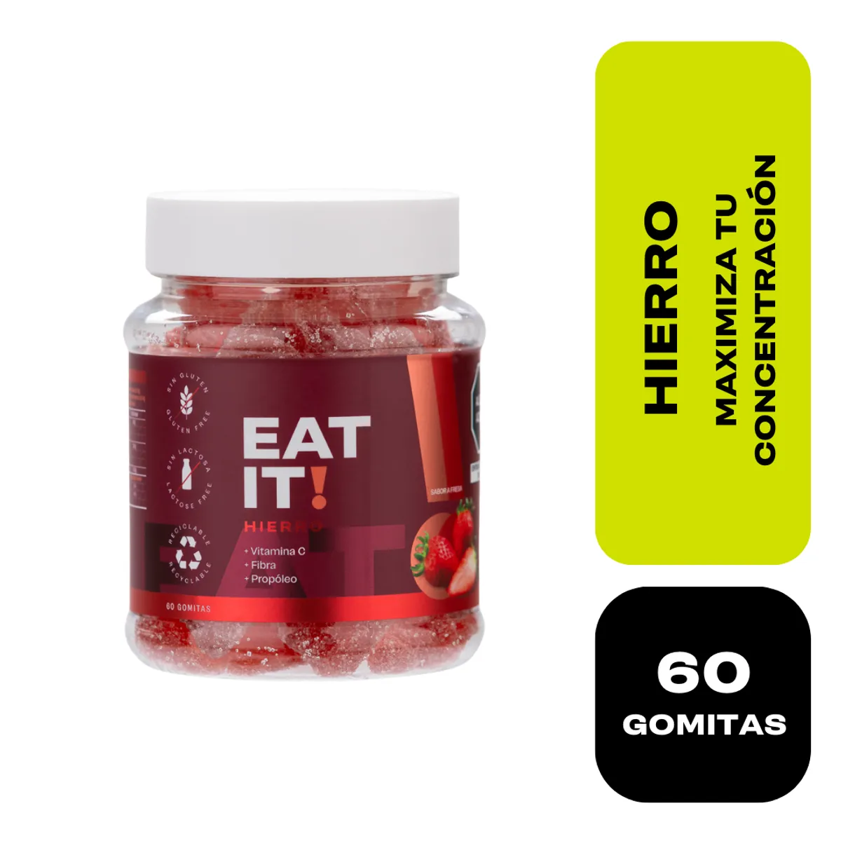 EAT IT SHAKE IT DRINK IT - EAT IT HIERRO GOMITAS SABOR A FRESA