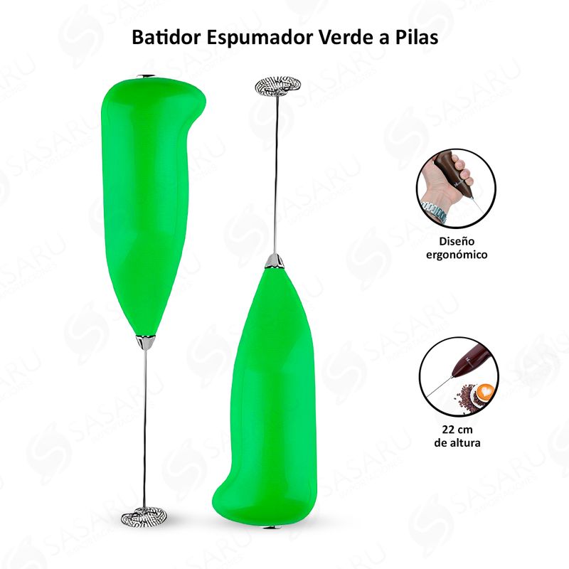 GENERICO - Batidor Espumador Verde a Pilas