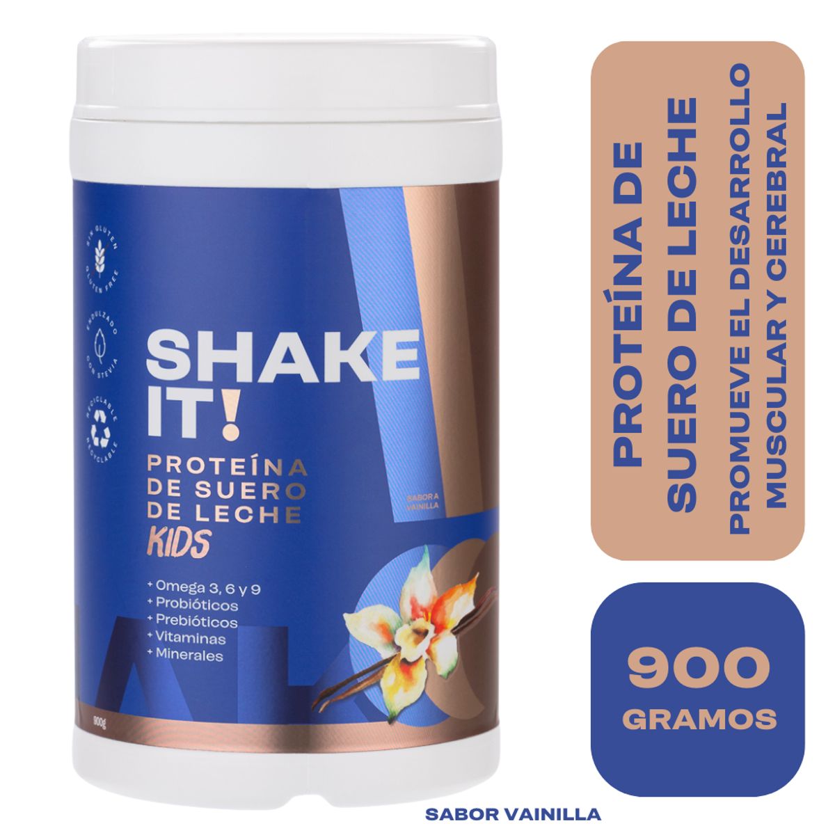 EAT IT SHAKE IT DRINK IT - SHAKE IT! PROTEÍNA DE SUERO DE LECHE KIDS VAINILLA 900 GR