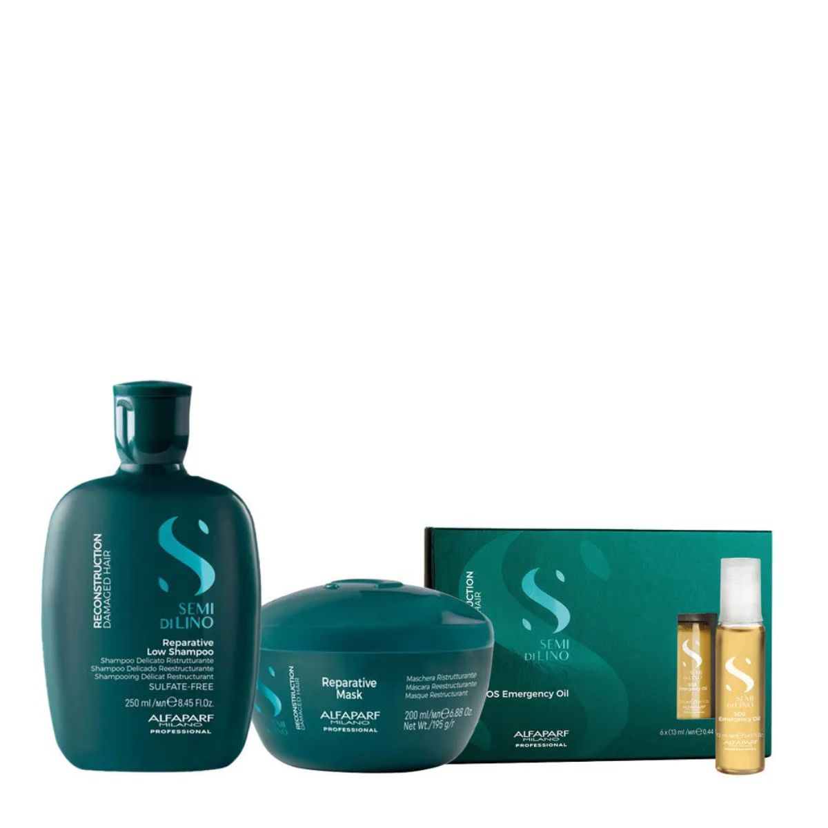 ALFAPARF MILANO - ALFAPARF Reparative Shampoo  + Mask + SOS Emergency Oil 6und x 13ml