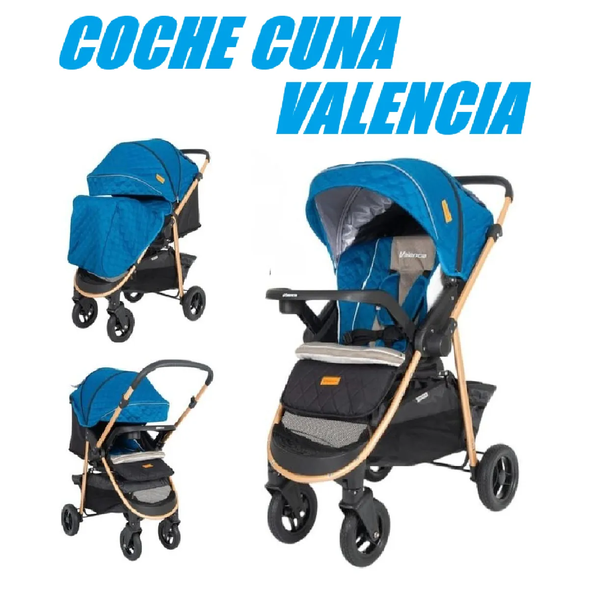 BABY HAPPY - Nuevo Coche cuna Valencia Baby Happy - Azul