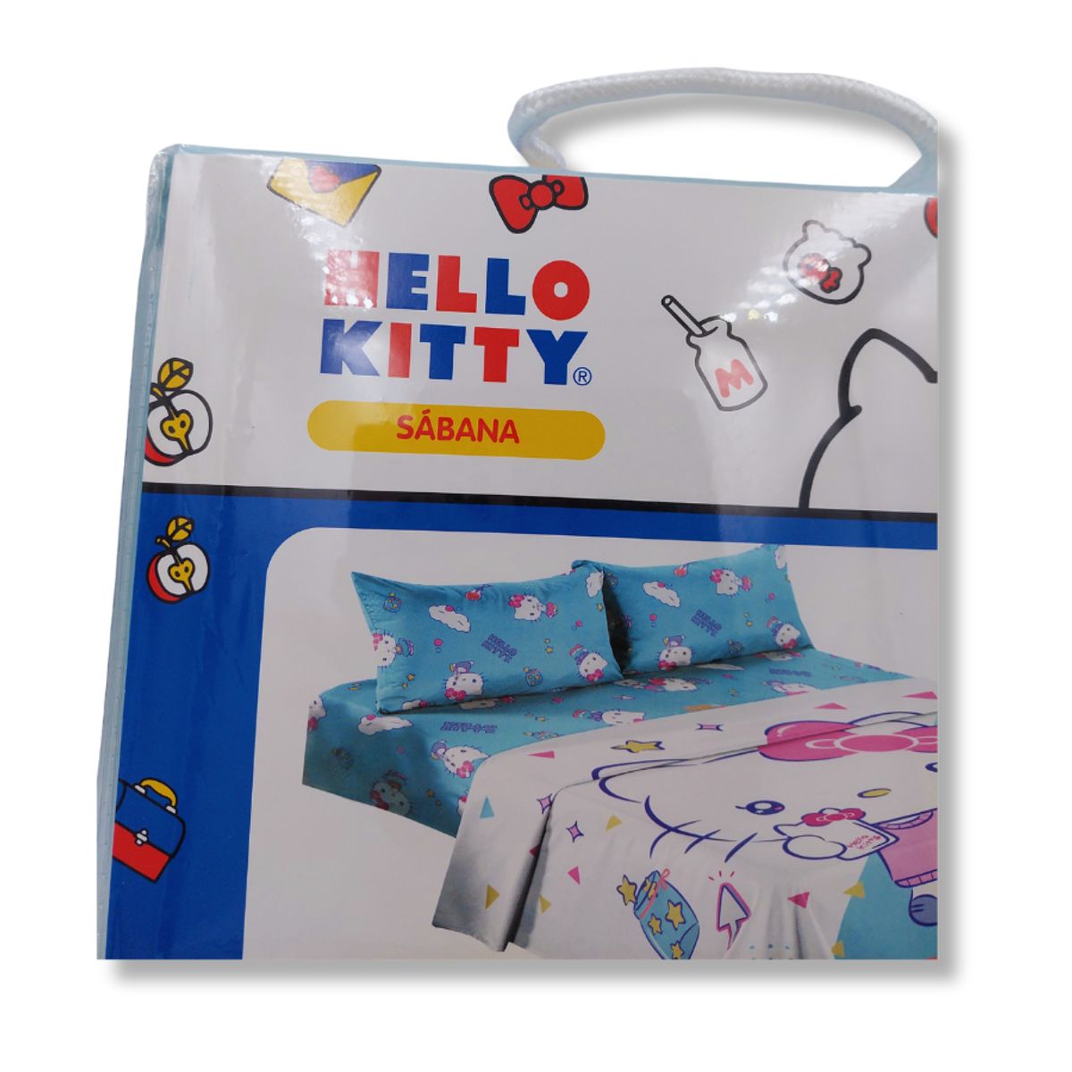 GENERICO - Set de Sabanas de 4 Piezas Cama 1 Plaza y Media Color Blanco con Diseño