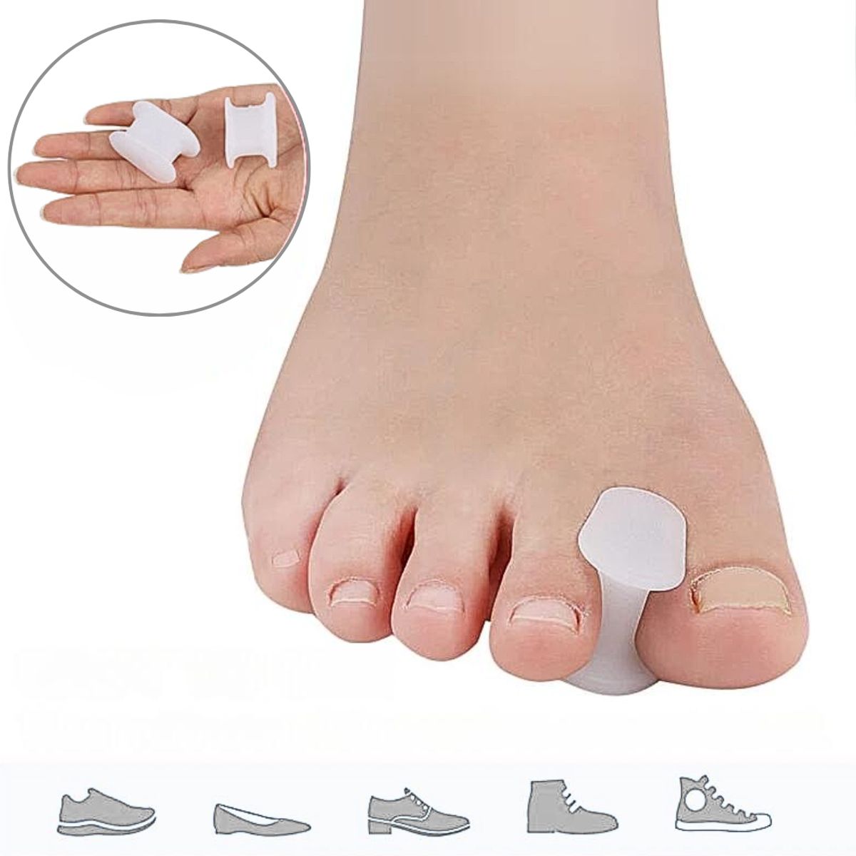 GENERICO - Separador dedo gel jua almohadilla plantilla gel silicona