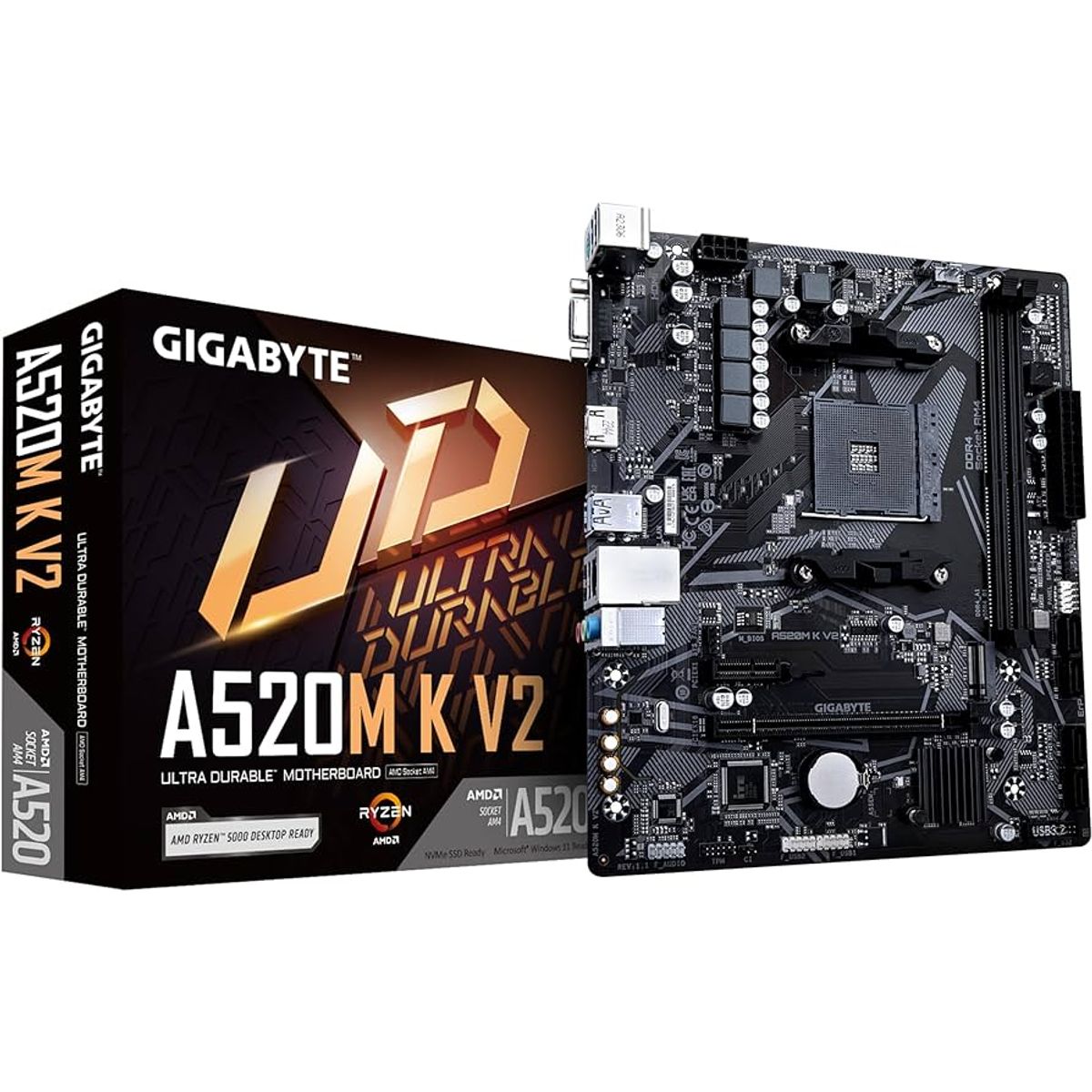 GIGABYTE - Motherboard Gigabyte A520M K V2 rev 1 0 Chipset AMD A520 AM4 mATX