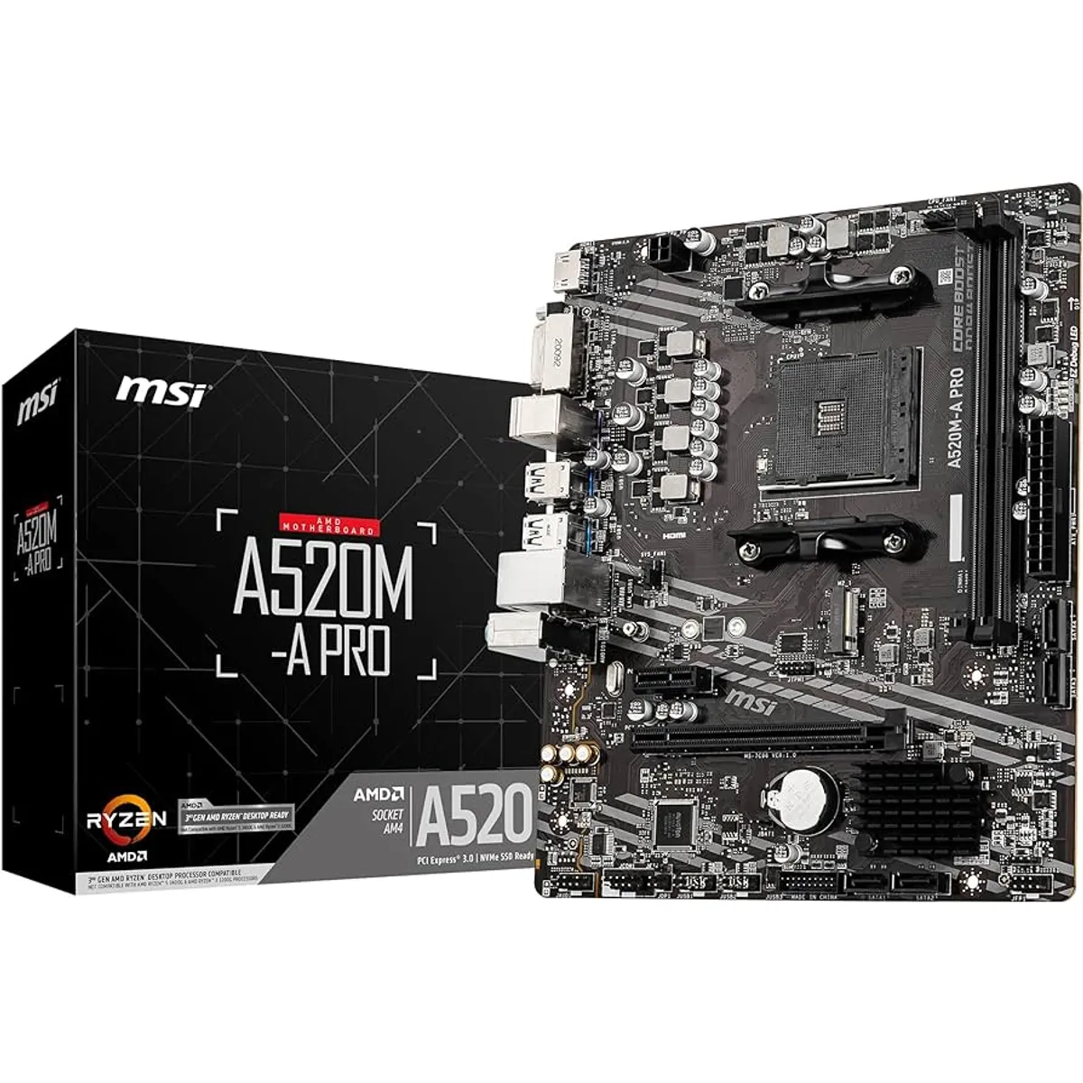MSI - Motherboard MSI A520M-A PRO Chipset AMD A520 Socket AMD AM4 mATX
