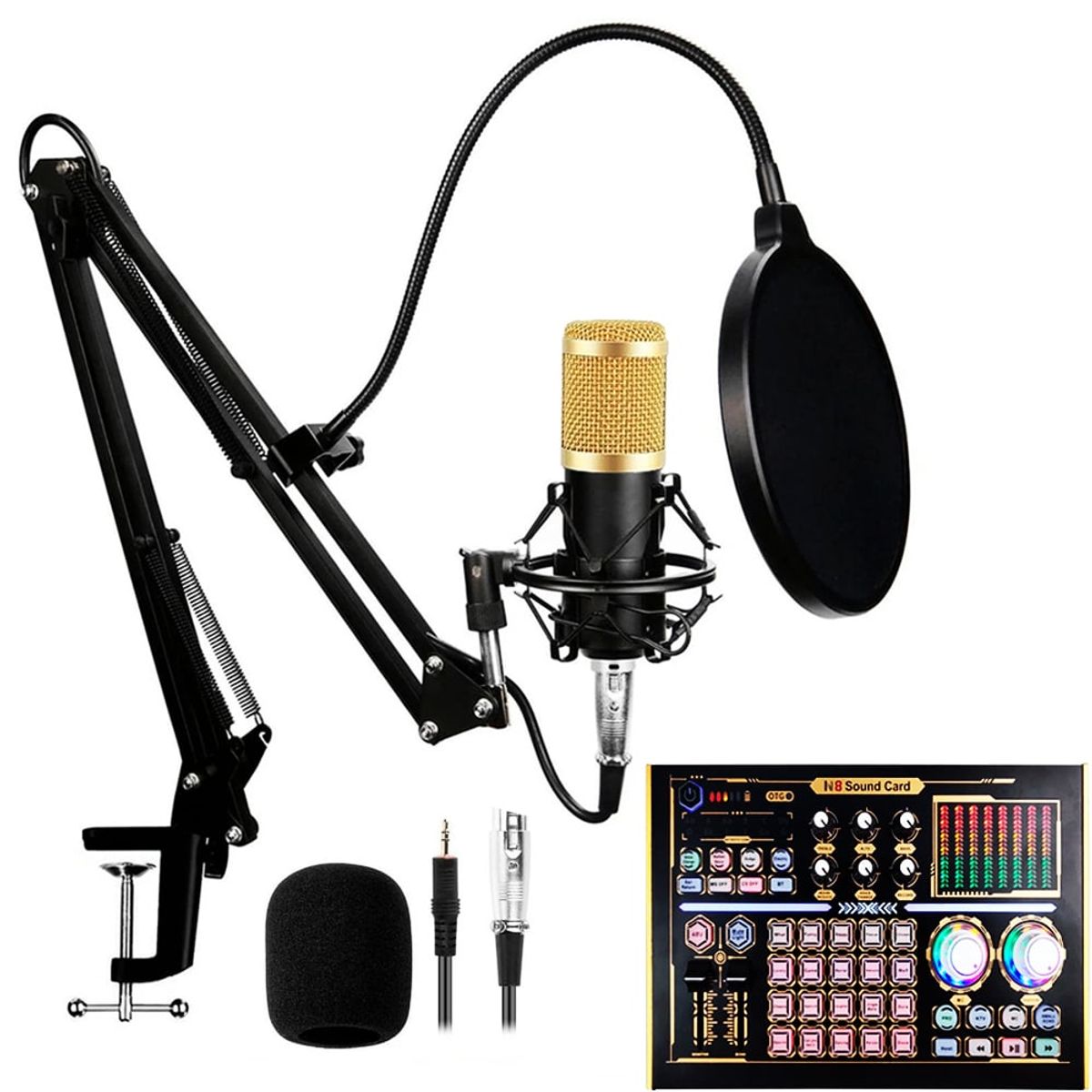OEM - Kit Micrófono BM 800 Dorado más interfaz de audio N8 con Phantom Power