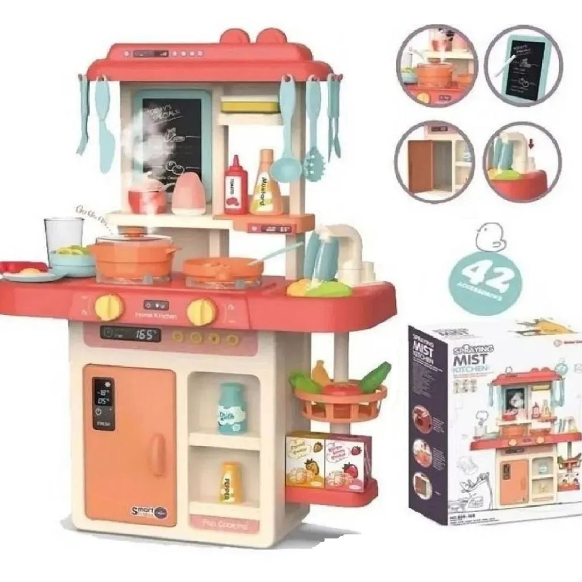 GENERICO - COCINITA STRAWBERRY CON SONIDOS Y LUCES INCLUYE 42 PIEZAS